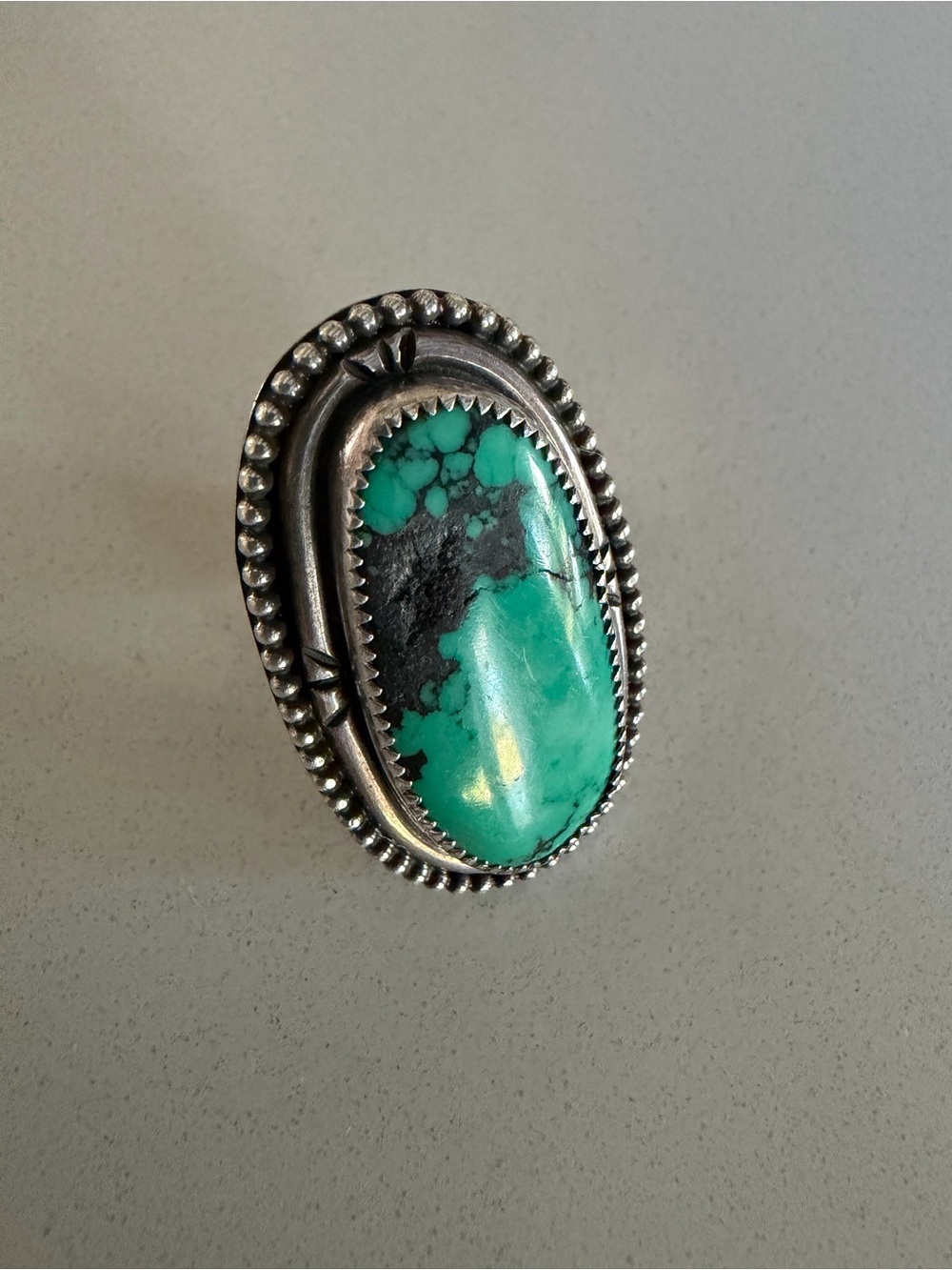 Sterling Silver & Turquoise Vintage Ring - Stamped AGF